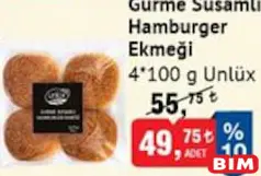 UNLÜX GURME SUSAMLI HAMBURGER EKMEĞİ 4*100 G